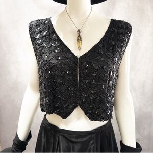 Vintage silk beaded + sequin vest
